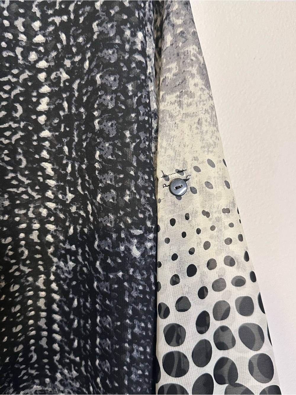 Creation XL Sheer Tunic Blouse Black White Polka Dot Abstract Layered Boho Top - Picture 8 of 13